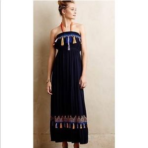 Skemo Anthropologie Strapless Tassel Maxi Dress M